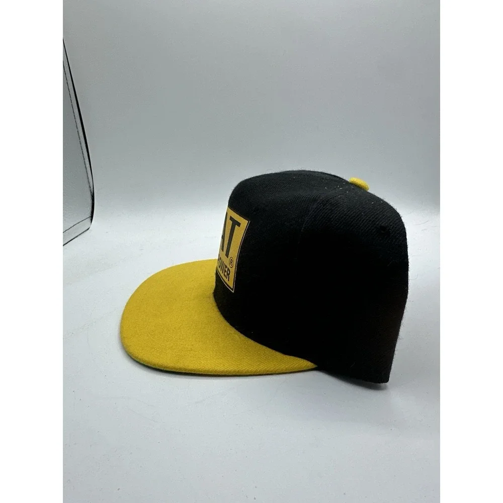 VTG Caterpillar CAT Patch Snapback Hat Black Workwear Trucker Construction 90s